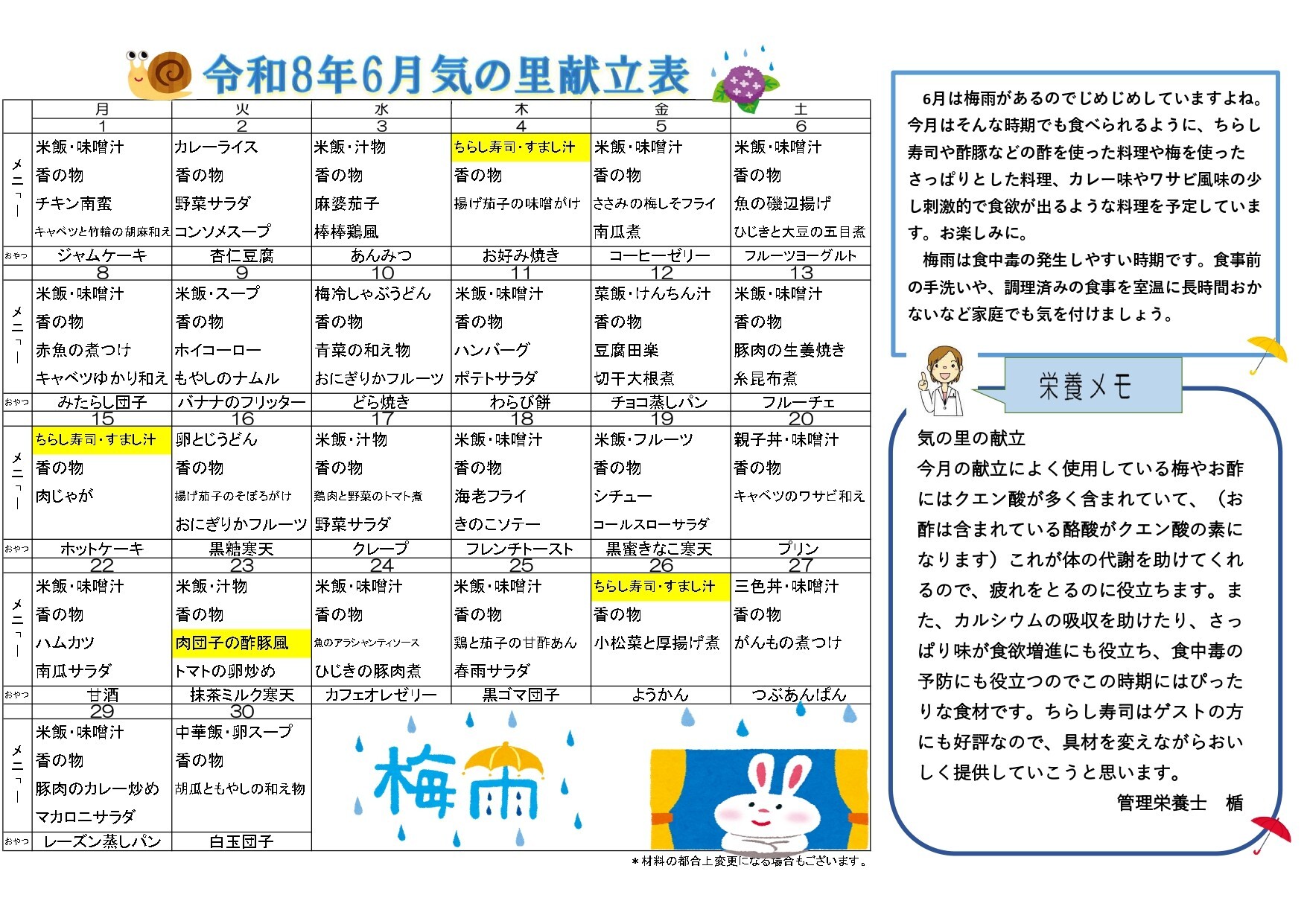 5月の献立